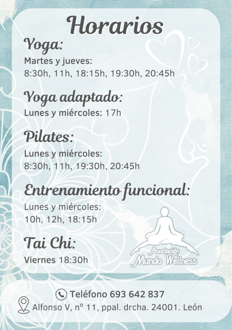 Horarios Asociación Mundo Wellness León